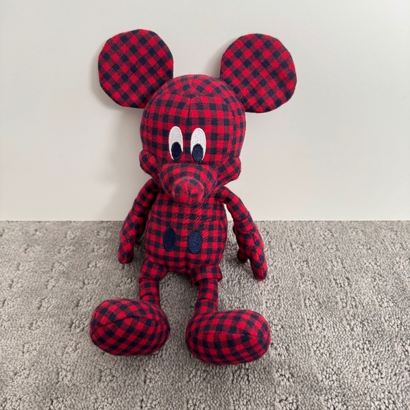 Uniqlo x Disney Mickey Mouse Plush - Red and Navy Plaid | NWOT - Picture 1 of 3